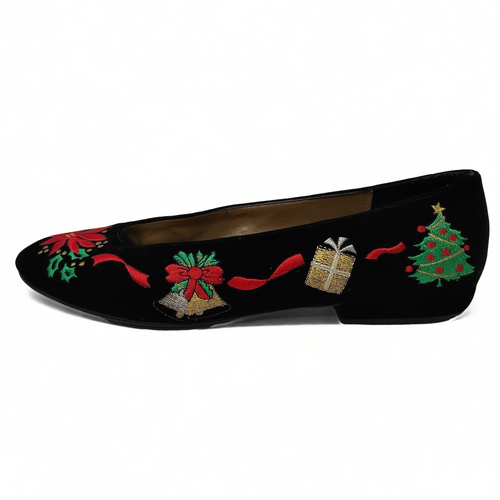 Nina for Talbots Velvet Ballet Flats Size 9 N Embroidered Coquette Preppy - Picture 5 of 11